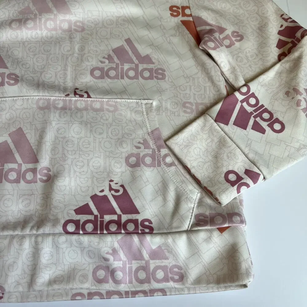 Adidas Girls Pink/Ivory Hoodie Sweatshirt - Picture 3 of 9